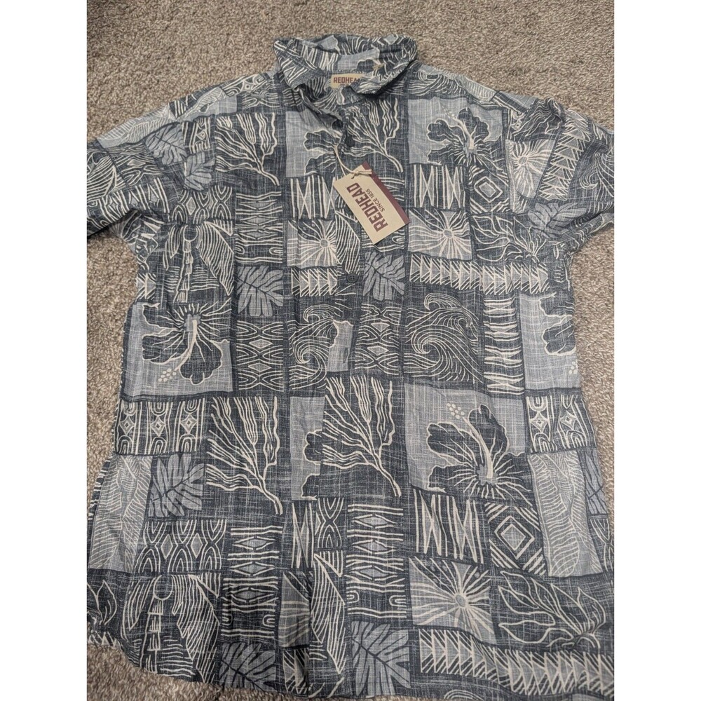 Men's Redhead Crosshatch Printed Short Sleeve Button Up Shirt Medium NWT